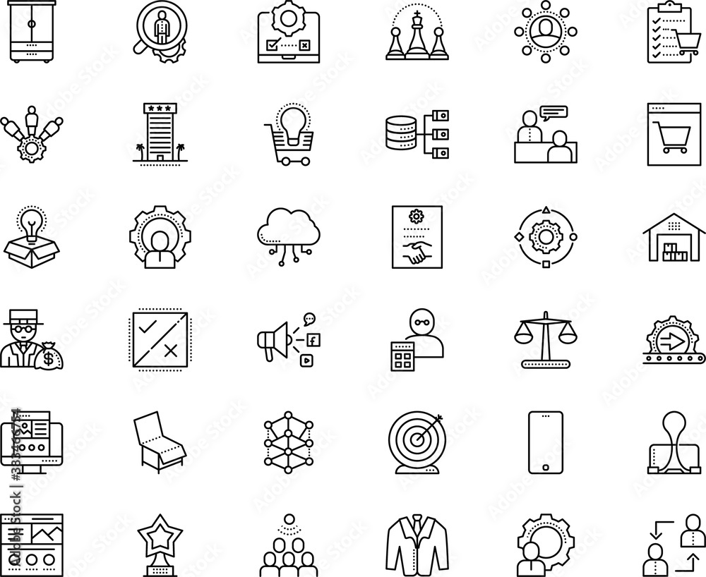 business vector icon set such as: accountant, wheel, lightbulb, data architecture, tourism, target, unit, judgement, crime, currency, interview, upload, card, accurate, structure, loan, investment