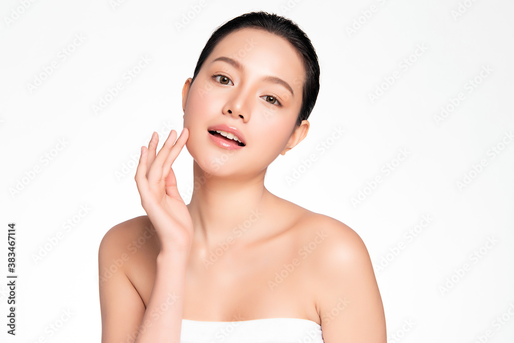 Beautiful young asian woman with clean fresh skin on white background, Face care, Facial treatment, Cosmetology, beauty and spa, Asian women portrait Beautiful young asian woman with clean fresh skin on white background, Face care, Facial treatment, Cosmetology, beauty and spa, Asian women portrait