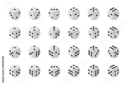 Twenty four photo realistic isometric game dices