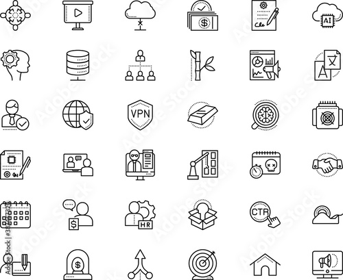 Fototapeta Naklejka Na Ścianę i Meble -  business vector icon set such as: insurance, school, processor, cartoon, choice, analysis, compliance, rectangle, plant, png, announcement, zoom, interpreter, statistic, successful, holder, up, skill