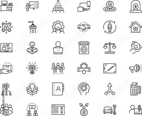 business vector icon set such as: quarantine, seminar, change, connection, purchase, coach, call, parcel, campaign, shiny, exterior, judicial, plumber, password, pencil, map, birth, laundry, pipe