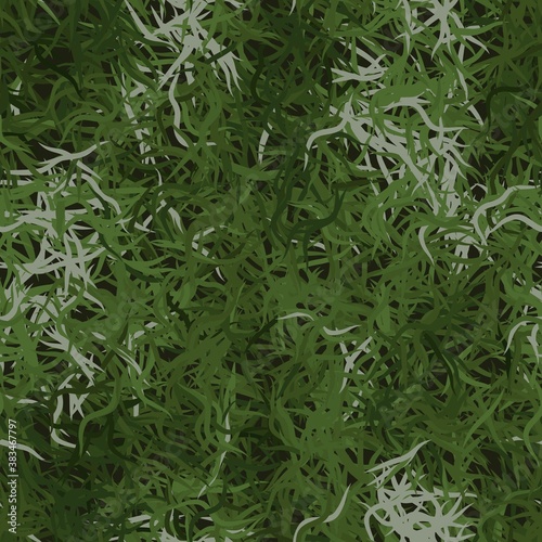 Green abstract grass seamless background of randomly bands and wavy lines