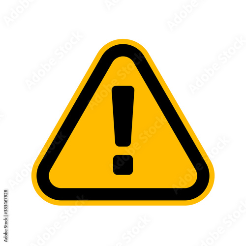 Hazard warning attention sign, danger triangle symbol isolated on white background