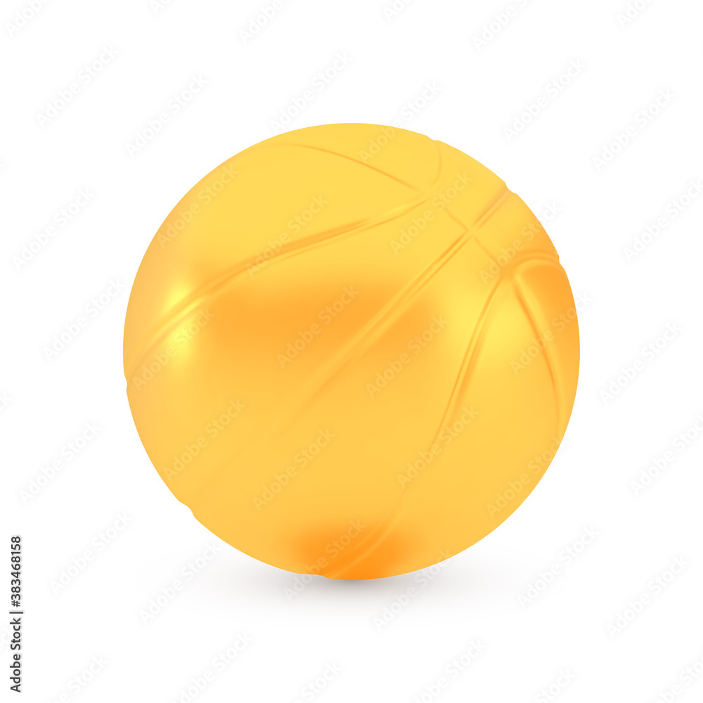 Golden basketball award concept, shiny realistic metallic ball