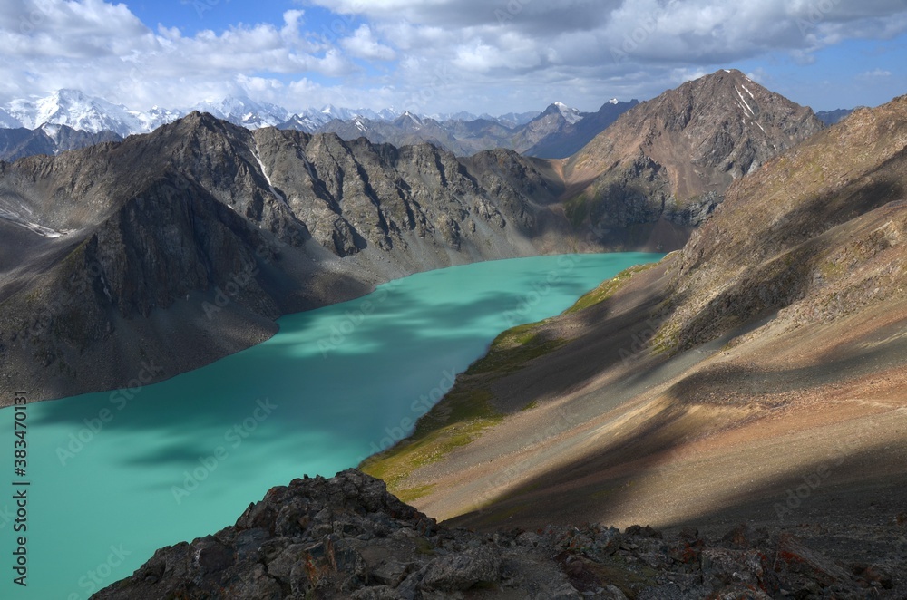 Ala Kul Lake Seen from the Ala Kul Pass, Kyrgyzstan