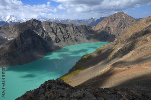 Ala Kul Lake Seen from the Ala Kul Pass, Kyrgyzstan