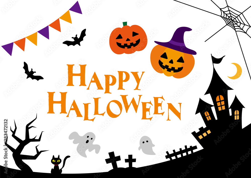 ハロウィンアイコンイラスト/白背景 ハロウィンアイコンイラスト/白背景