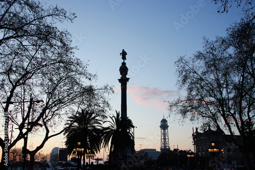Obraz na płótnie The Columbus monument in Barcelona,Spain w salonie