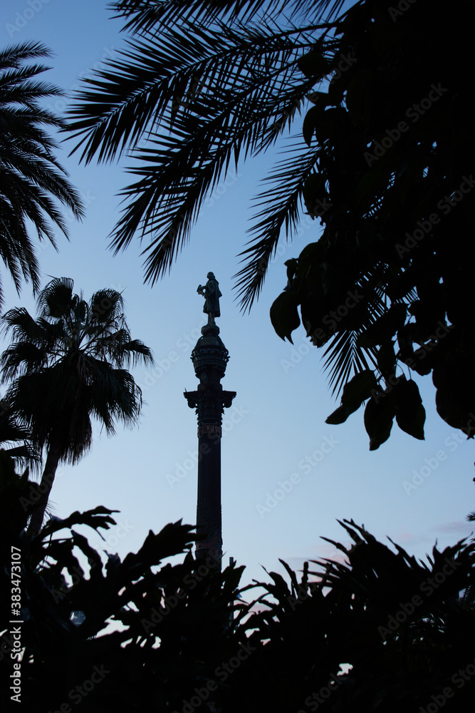The Columbus monument in Barcelona,Spain