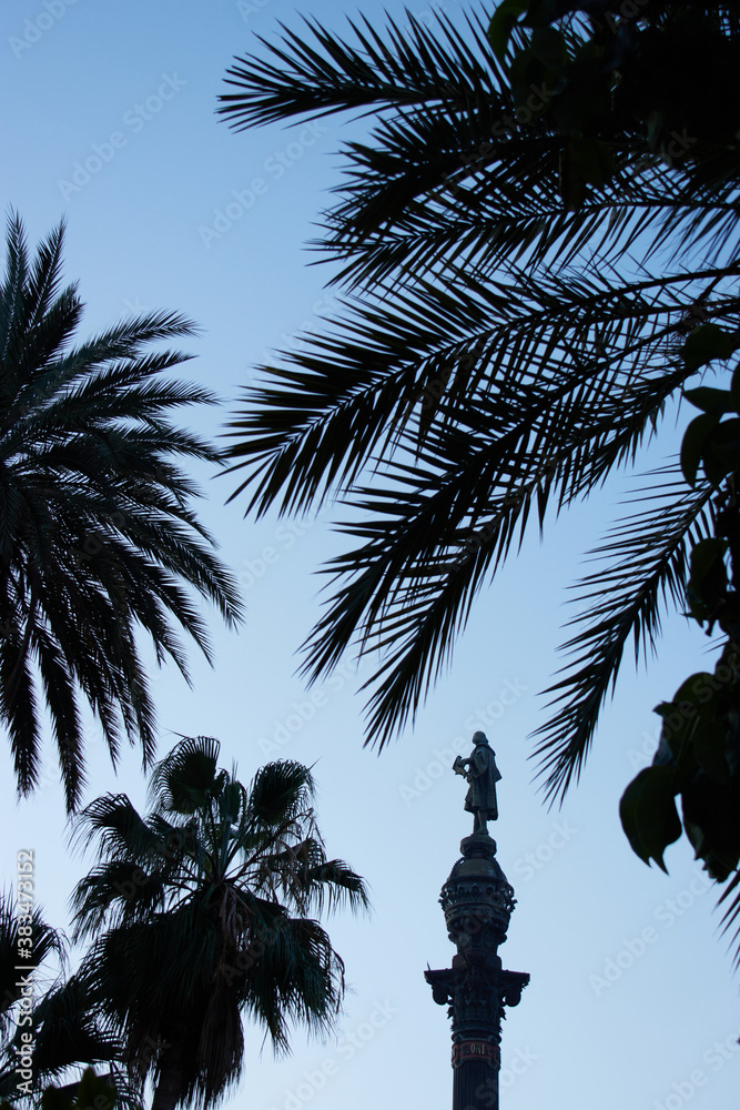 The Columbus monument in Barcelona,Spain