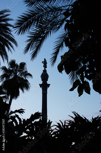 Obraz na płótnie The Columbus monument in Barcelona,Spain w salonie