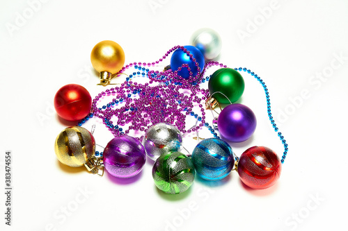 Christmas balls on a white background, new year, christmas toys, holiday, christmas.