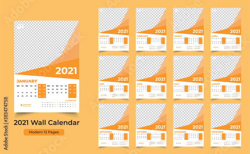 Modern 2021 Calendar Template Design. Print-ready.
