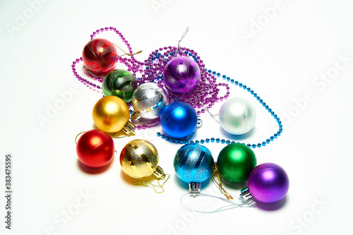 Christmas balls on a white background, new year, christmas toys, holiday, christmas.