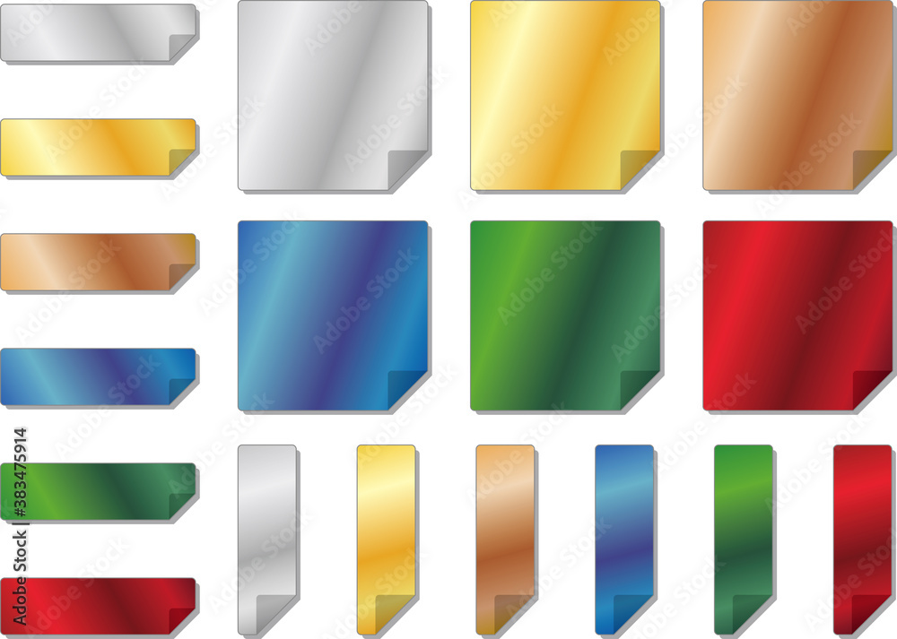 付箋イラストメタルカラーセット01