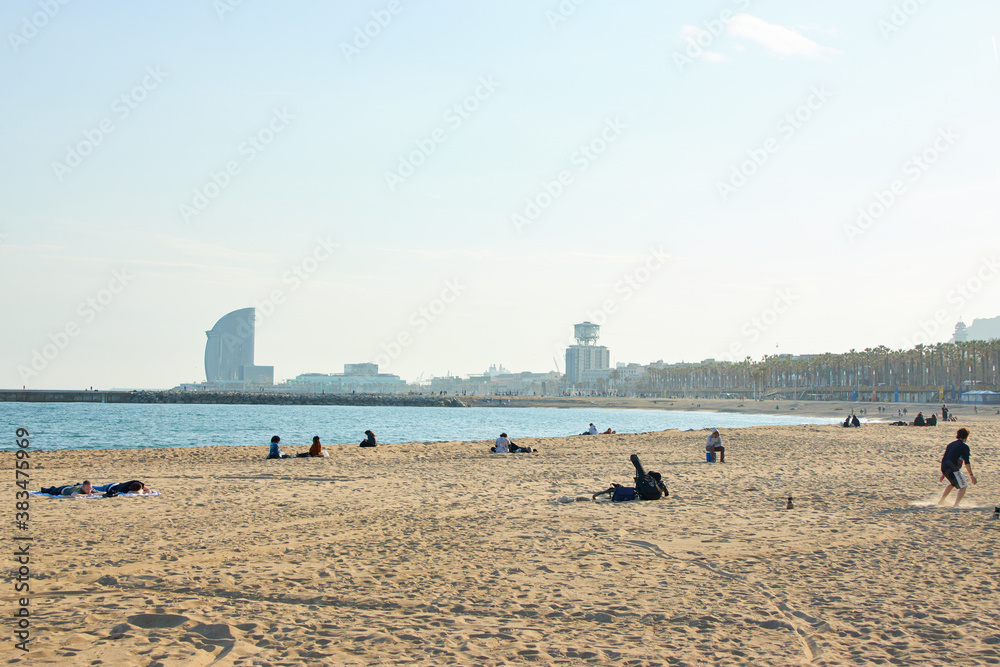 Barceloneta beach in Barcelona, Spain