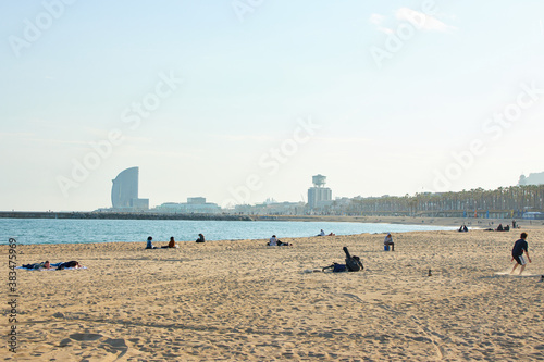 Obraz na płótnie Barceloneta beach in Barcelona, Spain w salonie