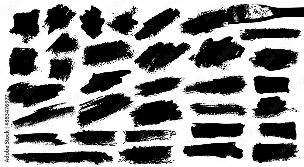 Set of thick brushstrokes. Irregular drawing strokes. Vector brush stroke background.