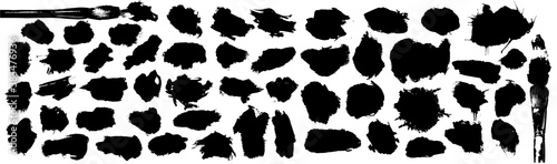Large collection of thick brushstrokes. Irregular drawing strokes.
