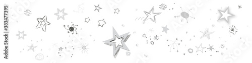 Stern Band Banner Sterne Silber Grau Konfetti Schnee Zeichnung Skizze