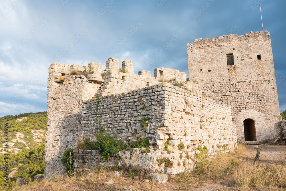 Santa Magdalena de Polpis/Pulpis medieval castle. Beautiful fortification ruins. Baix Maestrat comarca, province of Castellon, Valencian Community, Spain.