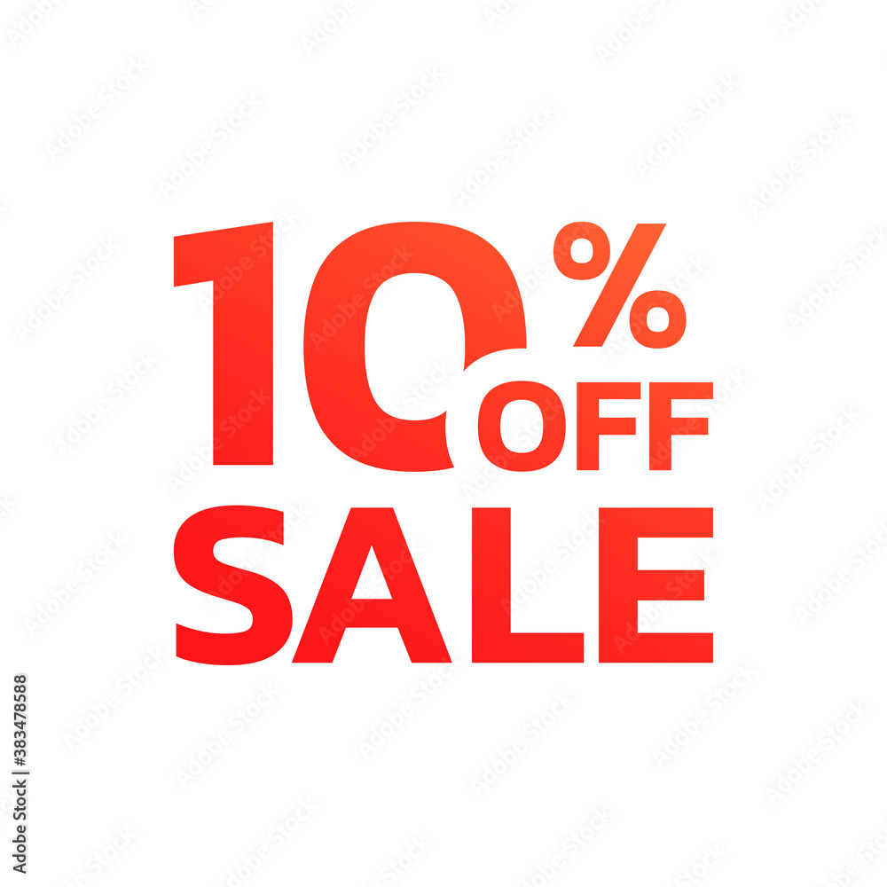 10 percent price off icon, label or tag. Sale banner. Discount badge or sticker design. Vector illustration.