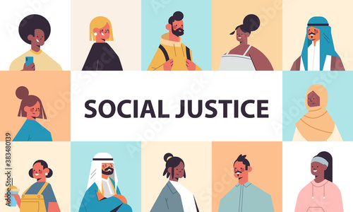 srt mix race people avatars racial equality social justice stop discrimination concept male female cartoon characters portraits collection horizontal vector illustration