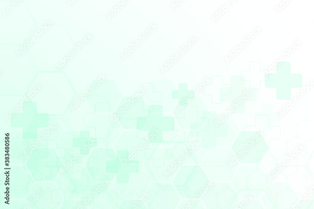Abstract healthy and medical background. Technology and science wallpaper template with hexagonal shape. Soft blue color medical banner template with space for text. Business vector illustration.