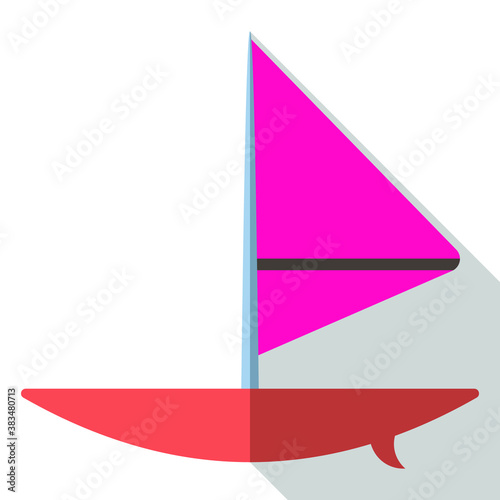 illustration of a boat. windsurfing flat design.