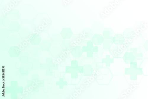 Abstract healthy and medical background. Technology and science wallpaper template with hexagonal shape. Soft blue color medical banner template with space for text. Business vector illustration.