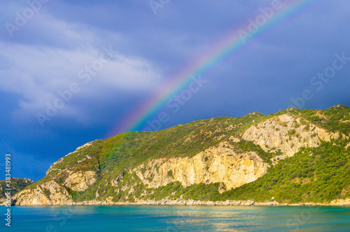 Rainbow over the sea   Kerkyra  Kerkira  Corfu  Greece