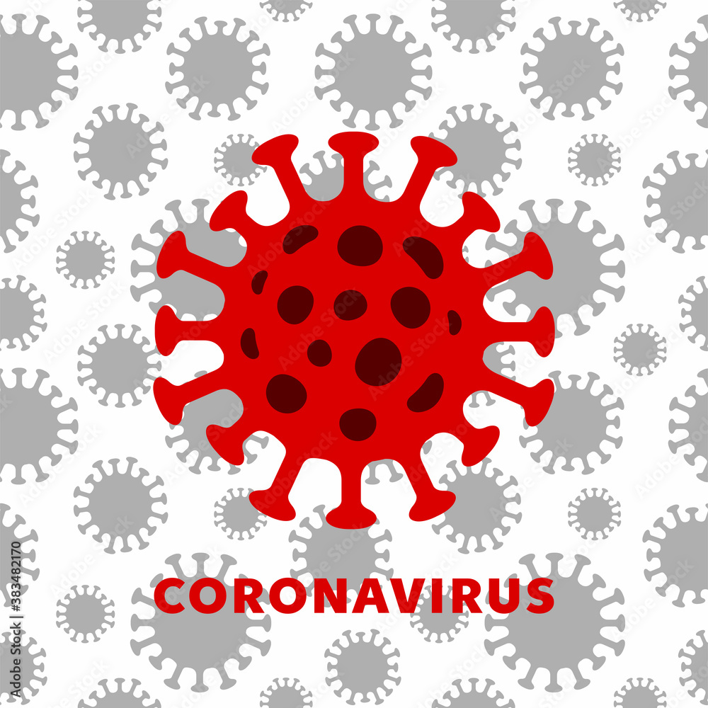 Poster with a molecule and the inscription coronavirus. Poster with a molecule and the inscription coronavirus.