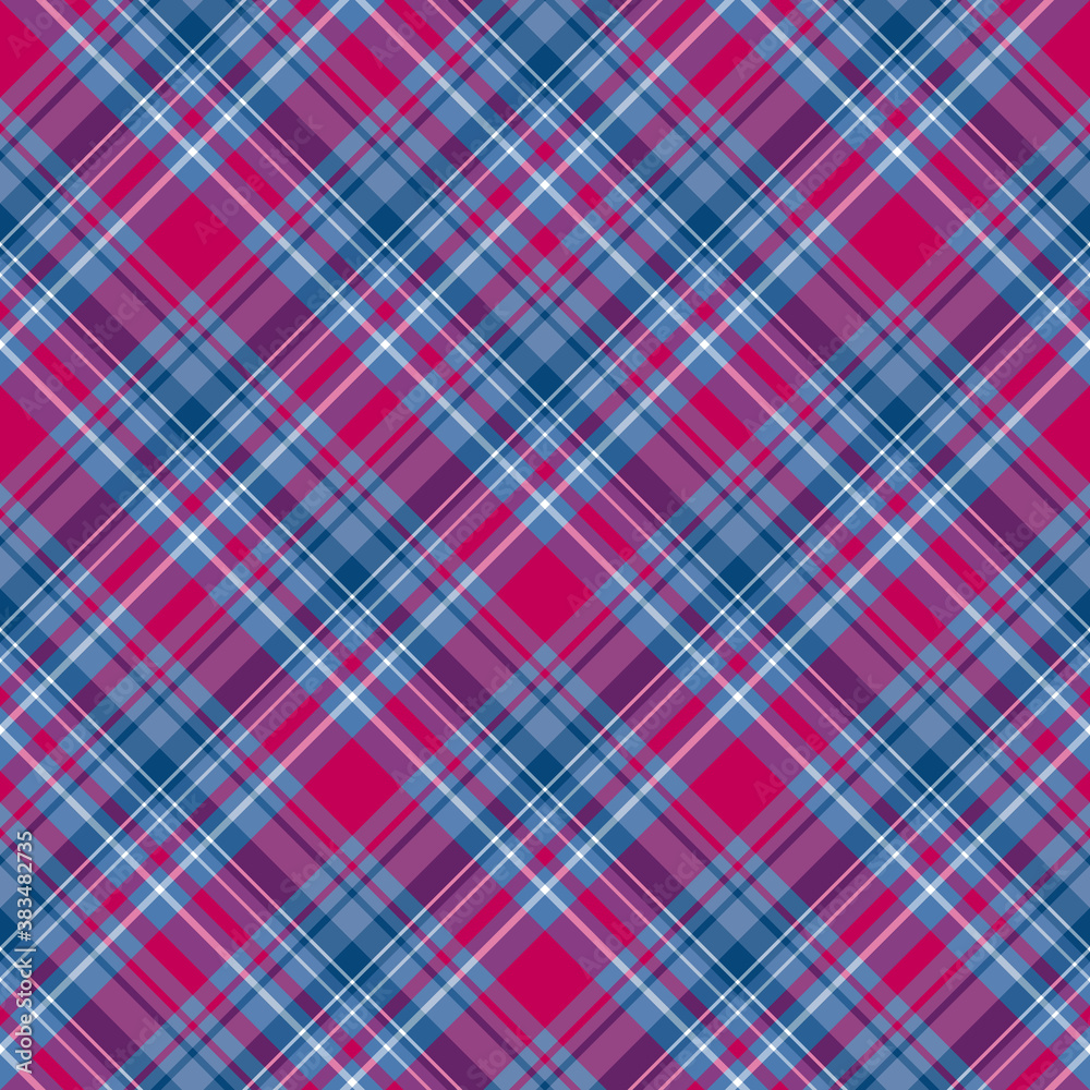 Seamless pattern in blue, bright pink and white colors for plaid, fabric, textile, clothes, tablecloth and other things. Vector image. 2 Seamless pattern in blue, bright pink and white colors for plaid, fabric, textile, clothes, tablecloth and other things. Vector image. 2