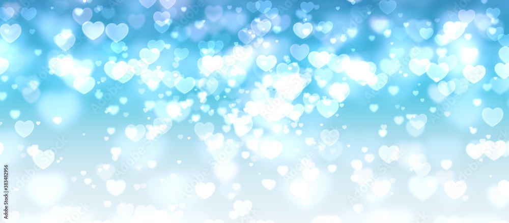 abstract blue background with bokeh . valentines concept 