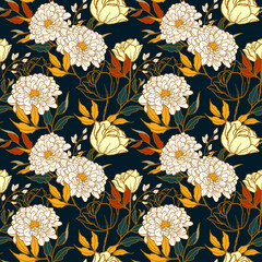 Ingelijste posters Voor haar Vintage bloemenpatroon in romantische stijl  © Maryam Hamila