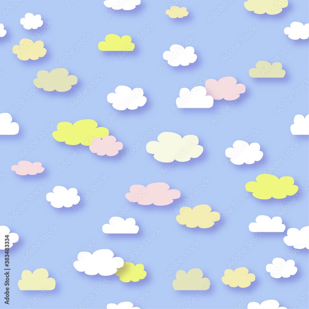 seamless pattern with clouds, pastel colors , vector