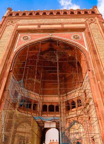 Restoration work is going on to the Buland Darwaza or the 