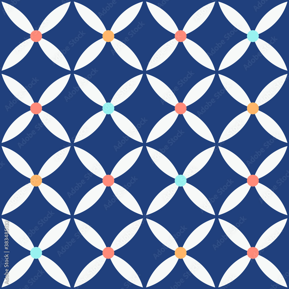 Fototapeta premium Japanese Petal Circle Vector Seamless Pattern