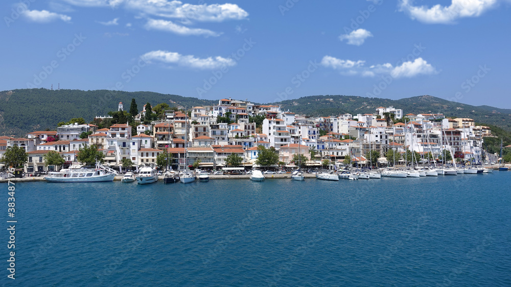 Picturesque main town of Skiathos island, Sporades, Greece