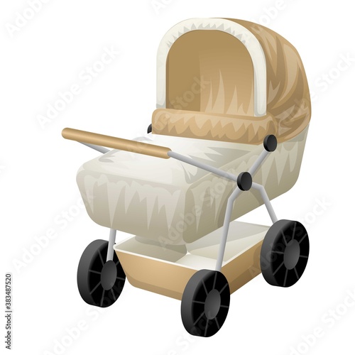 Textile pram baby icon. Cartoon of textile pram baby vector icon for web design isolated on white background
