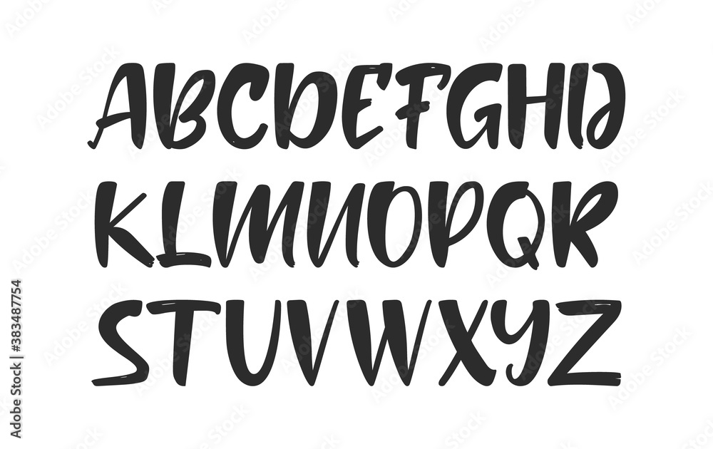 Handwritten ink brush Font. English Alphabet letters on white background. Handwritten ink brush Font. English Alphabet letters on white background.
