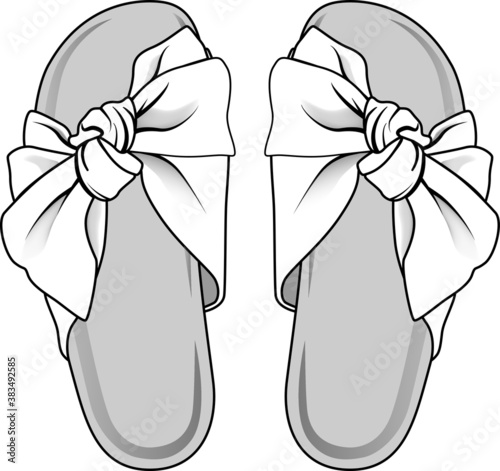 Fashion home shoes illustration. Editable slippers flat sketch