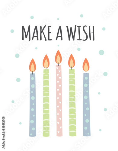 greeting card with candles isolated on white