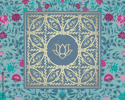 water lily, wedding card design, royal India	