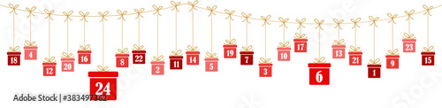 advent calendar 1 to 24 on christmas presents