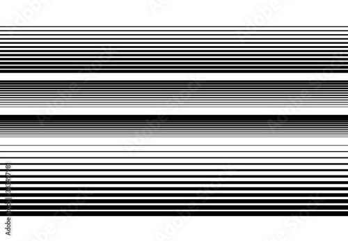 Halftone random horizontal straight parallel lines, stripes pattern and background. Lines vector illustrations. Streaks, strips, hatching and pinstripes element. Liny, lined, striped vector