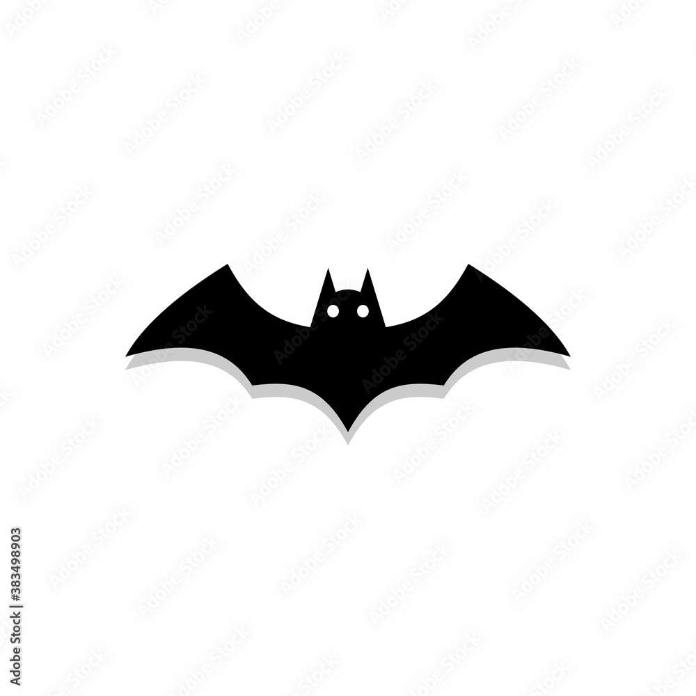 Halloween bat icon with glowing eyes, Halloween holiday.
