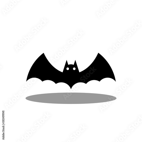 Halloween bat icon with glowing eyes, Halloween holiday.