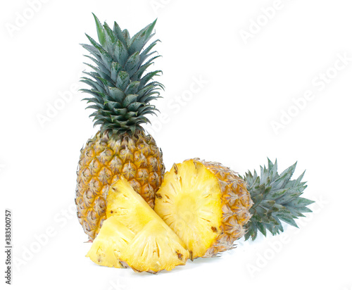 Pineapple slices isolated on white background