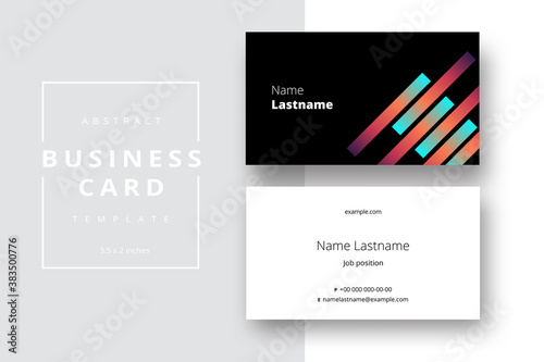 Trendy minimal abstract business card template. Modern corporate stationery id layout with geometric pattern. Vector fashion background design with information sample name text.
